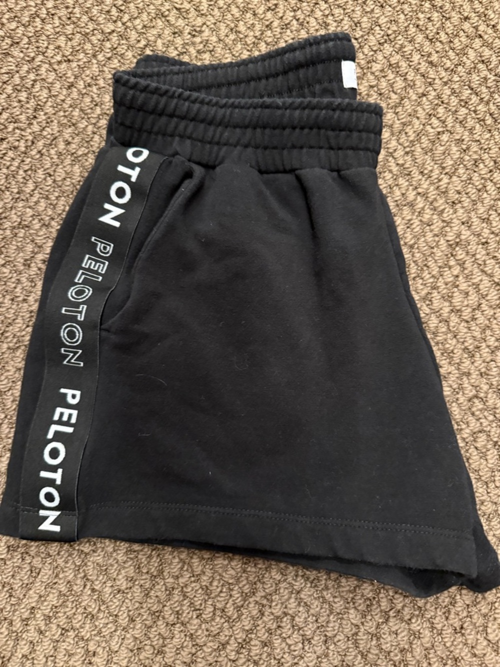 Peloton Black Logo Side-Stripe Lounge Shorts